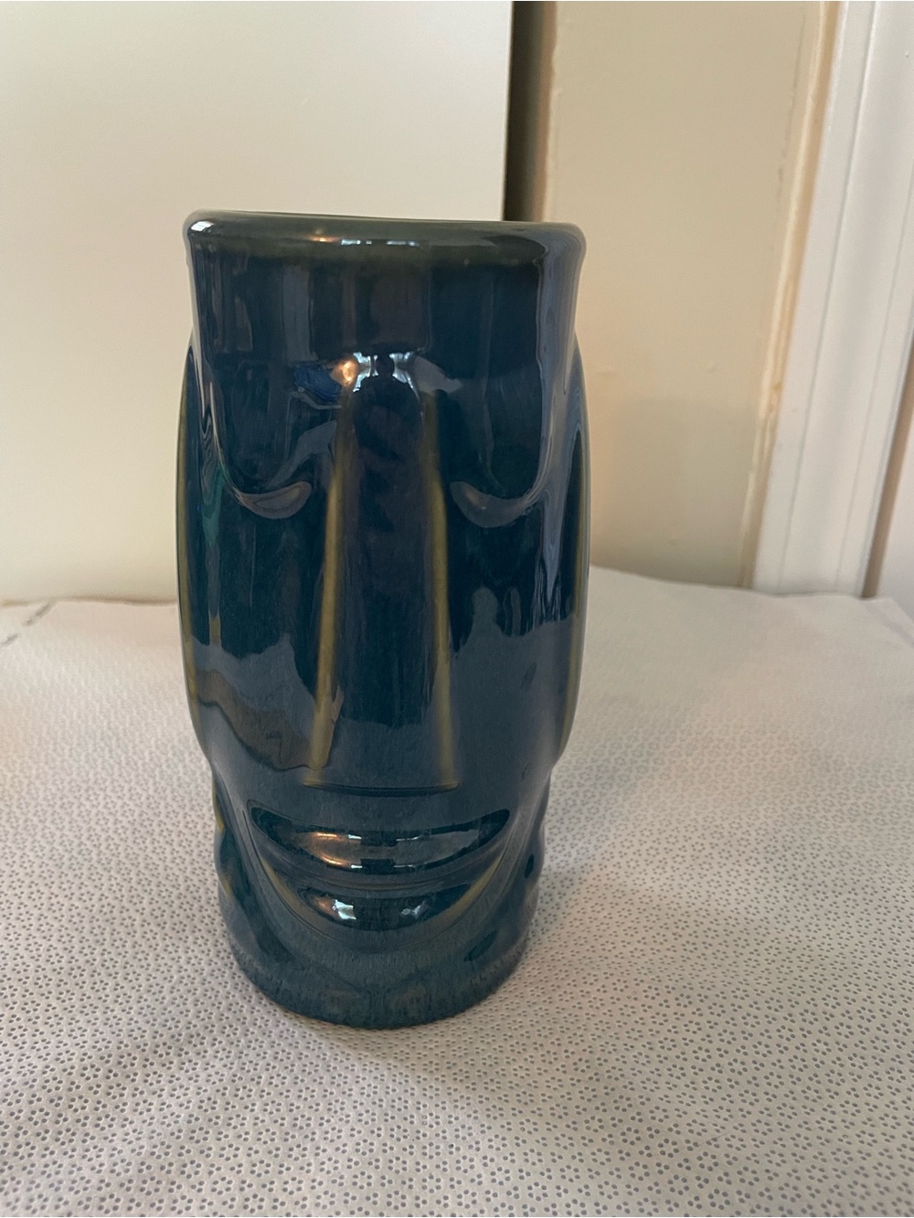 Vintage libbey easter island blue tiki mug